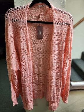 Hotouch NWT Coral Pink Women's Knit Cardigan Sweater